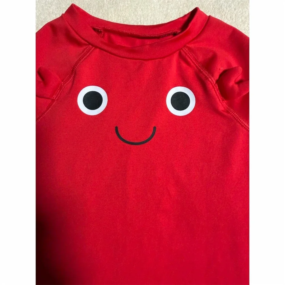 Cat & Jack Rash Guard Swim Shirt Toddler Boys 5T Red Crab Face 3D Claws